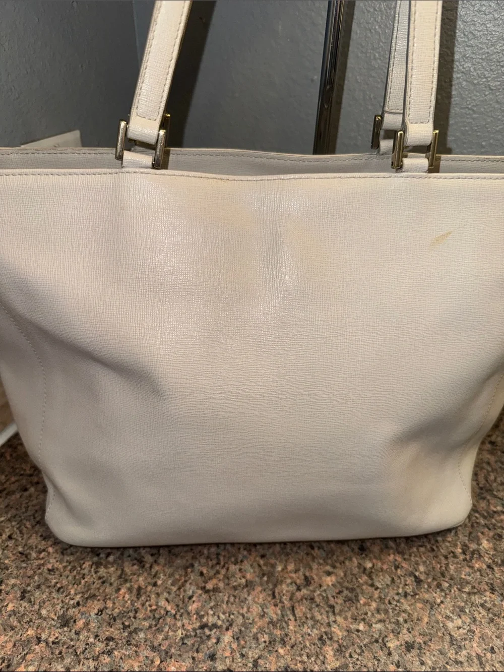 Furla Off-White Leather Tote EUC